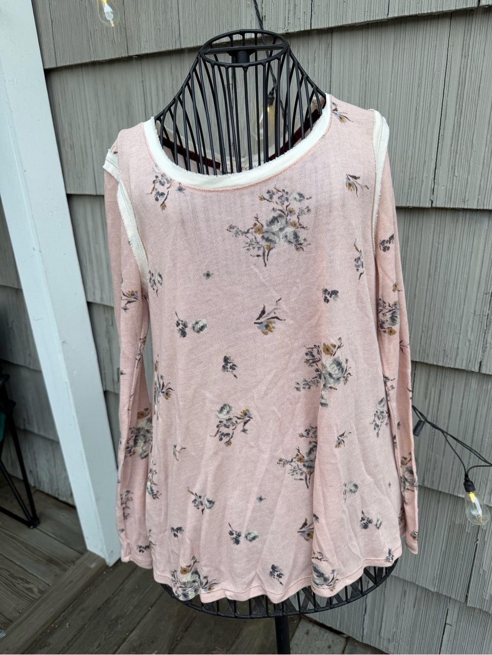 Rewind Pale Pink Floral Long Sleeve Tee